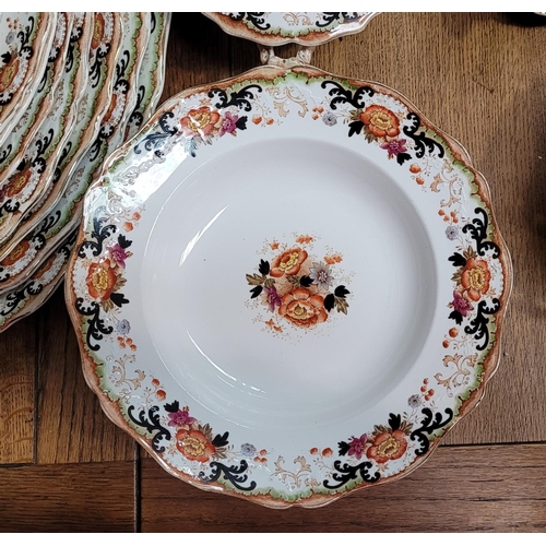 227 - A PARTIAL JOHN MADDOCKS DINNER SERVICE; ideal design. Includes: 5 oval shaped platters, 2 sauce boat... 