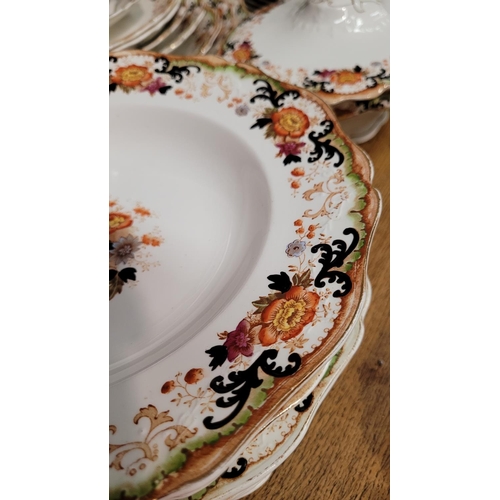 227 - A PARTIAL JOHN MADDOCKS DINNER SERVICE; ideal design. Includes: 5 oval shaped platters, 2 sauce boat... 