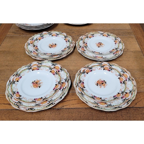 227 - A PARTIAL JOHN MADDOCKS DINNER SERVICE; ideal design. Includes: 5 oval shaped platters, 2 sauce boat... 