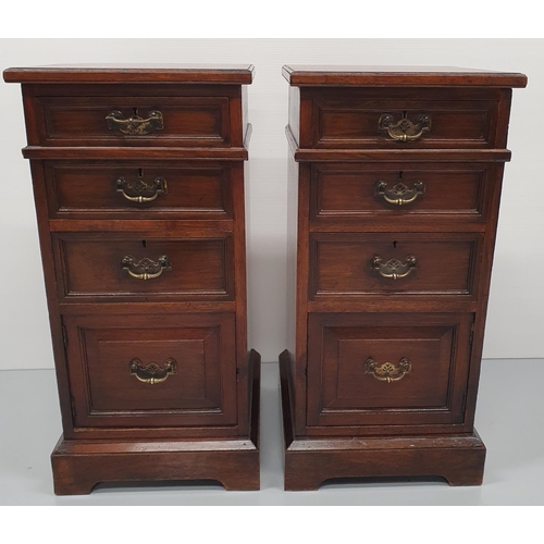 24 - A FINE PAIR OF 19TH CENTURY STRAIGHT GRAIN WALNUT BEDSIDE CABINETS / LAMP CABINETS, each with a set ... 