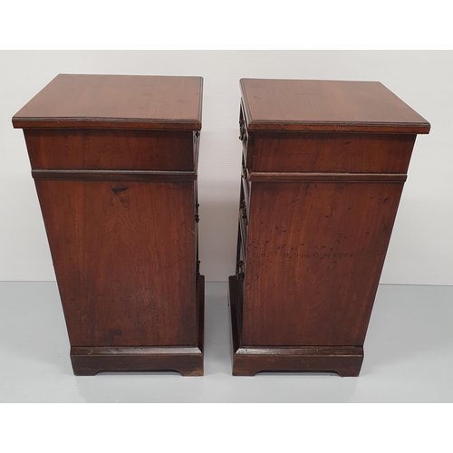 24 - A FINE PAIR OF 19TH CENTURY STRAIGHT GRAIN WALNUT BEDSIDE CABINETS / LAMP CABINETS, each with a set ... 