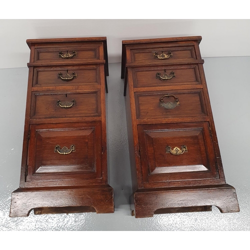 24 - A FINE PAIR OF 19TH CENTURY STRAIGHT GRAIN WALNUT BEDSIDE CABINETS / LAMP CABINETS, each with a set ... 