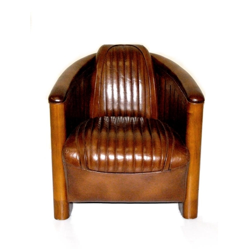 26 - A CHARMING PAIR OF QUALITY BROWN LEATHER ‘AVIATOR’ CLUB ARMCHAIRS, these ever popular chairs are des... 