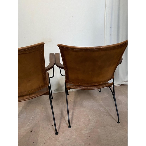 28 - A PAIR OF GOOD QUALITY CONTEMPORARY DESIGN LEATHER & STEEL ARMCHAIRS, these chairs are perfect for a... 