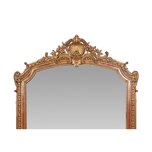 32 - A GOOD QUALITY 19TH CENTURY GILT OVERMANTLE MIRROR, this stunning mirror has a great level of detail... 