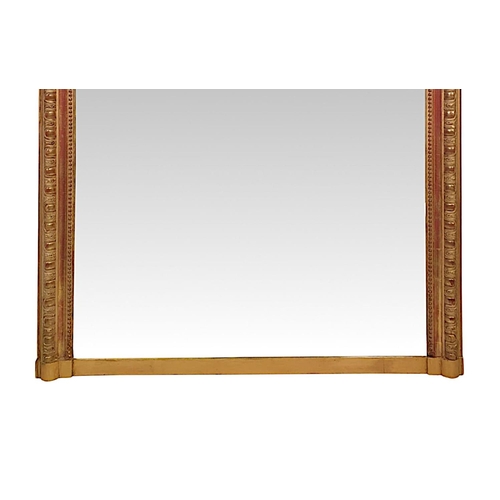 32 - A GOOD QUALITY 19TH CENTURY GILT OVERMANTLE MIRROR, this stunning mirror has a great level of detail... 