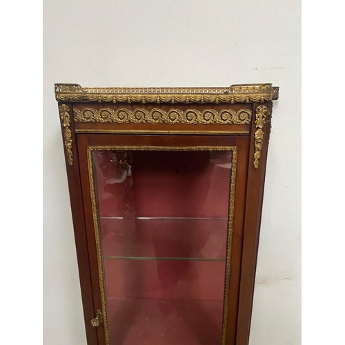 39 - A GOOD QUALITY GLAZED FRENCH LOUIS XV STYLE ‘VERNIS MARTIN’ VITRINE CURIO / DISPLAY CABINET, a tall ... 