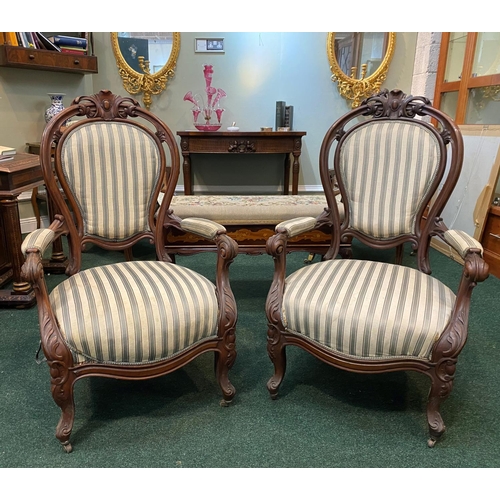 40 - A PAIR OF EXCELLENT MAHOGANY LOUIS PHILLIPPE STYLE ARMCHAIRS, with upholstered seat, armrests and ba... 