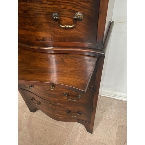 45 - A VERY GOOD WALNUT SERPENTINE SHAPED TALL BOY / CHEST ON CHEST, with 4 over 3 arrangement of drawers... 