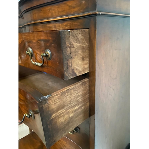 45 - A VERY GOOD WALNUT SERPENTINE SHAPED TALL BOY / CHEST ON CHEST, with 4 over 3 arrangement of drawers... 