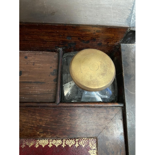 48 - A 19TH CENTURY INLAID WRITING DESK, with central inlaid monogrammed cartouche with gilt accents, sur... 