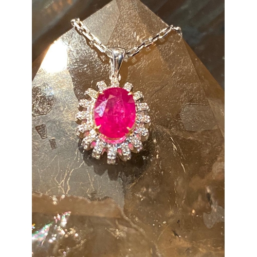 6 - A STRIKING 18CT WHITE & YELLOW GOLD BURMESE RUBY & DIAMOND PENDANT, ruby weight: 2.00cts within 18ct... 