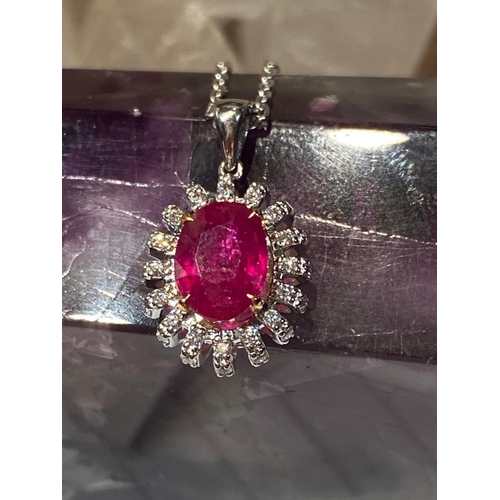 6 - A STRIKING 18CT WHITE & YELLOW GOLD BURMESE RUBY & DIAMOND PENDANT, ruby weight: 2.00cts within 18ct... 