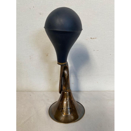 128 - A VINTAGE COPPER TAXI HORN, dimensions: 32cm high approx.