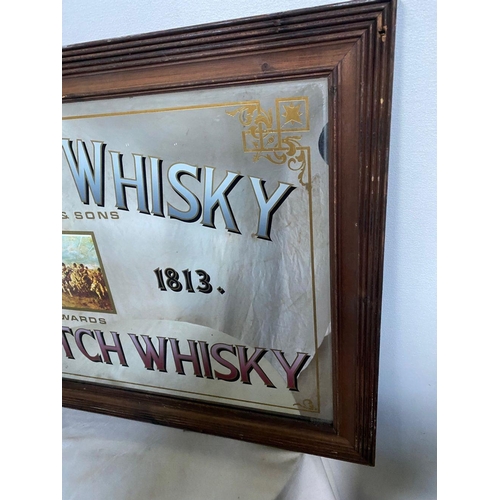130 - A VINTAGE ADVERTISING MIRROR, reading ‘Scots Greys Whiskey Est. 1813; James McDonald & Sons 5 Gold A... 