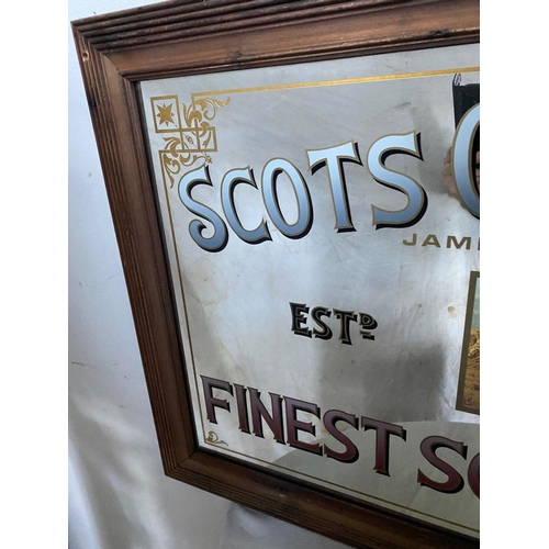 130 - A VINTAGE ADVERTISING MIRROR, reading ‘Scots Greys Whiskey Est. 1813; James McDonald & Sons 5 Gold A... 