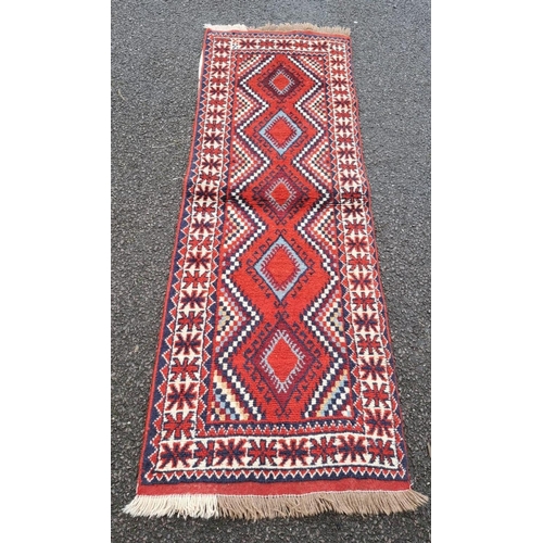 148 - A PERSIAN KURDISTAN KILIM FLOOR RUNNER, decorated with a beautiful colourful geometric design; typic... 
