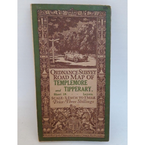 166 - A VINTAGE ORDNANCE SURVEY ROAD MAP OF TEMPLEMORE & TIPPERARY, dated 1913, linen backed. Published at... 