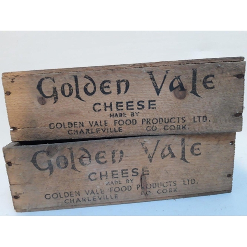 171 - A SET OF THREE VINTAGE WOODEN ‘GOLDEN VALE, CHARLEVILLE, CO. CORK’ CHEESE BOXES, reading ‘Golden Val... 