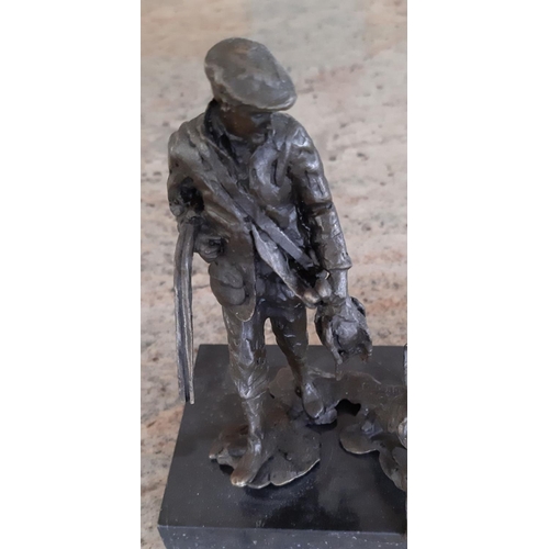 6 - AFTER ARCHIBALD THORBURN, (Scottish, 1860-1935), ‘HUNTER WITH CATCH AND DOG’, bronze sculpture suppo... 