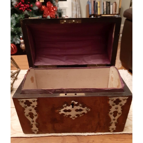 65 - A LOVELY IRISH WALNUT CHEST/BOX, c.1870, Maker Austin, Westmoreland St. Dublin. With decorative pane... 