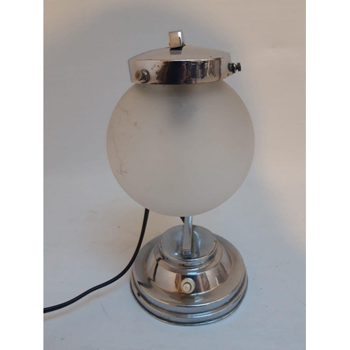 70 - AN ORIGINAL ART DECO/BAUHAUS CHROME AND GLASS TABLE LAMP, c.1920, in working order. Dimensions: 25cm... 