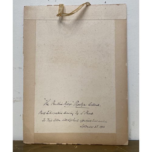 86 - SAMUEL PROUT (British, 1783–1852), “THE PRENTICE PILLAR, ROSLIN, SCOTLAND”, proof of lithographic dr... 