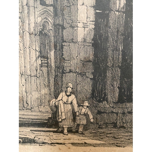 87 - SAMUEL PROUT (British, 1783–1852), “CATHEDRAL INTERIOR”, lithographic drawing on paper, mounted. Dep... 