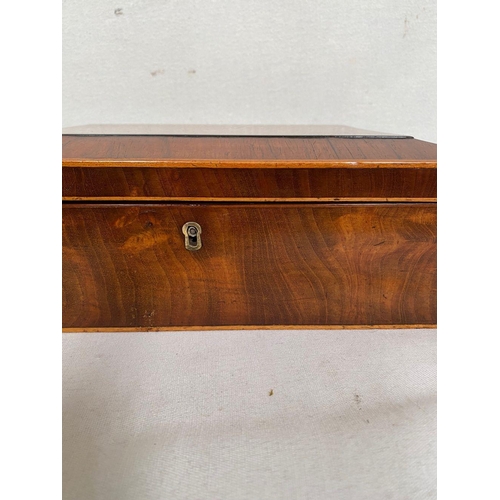 97 - A FINE MAHOGANY INALAID SARCOPHAGUS JEWELLERY BOX, mahogany with satinwood inlay.