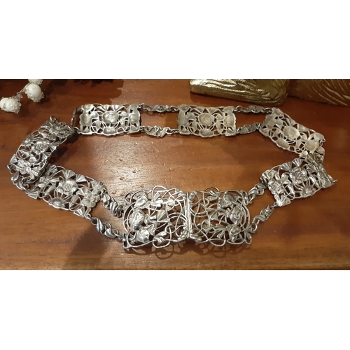 122 - A UNIQUE SILVER DECORATIVE BELT, Makers mark W.C., London c.1900. Each piece numbered and hallmarked... 