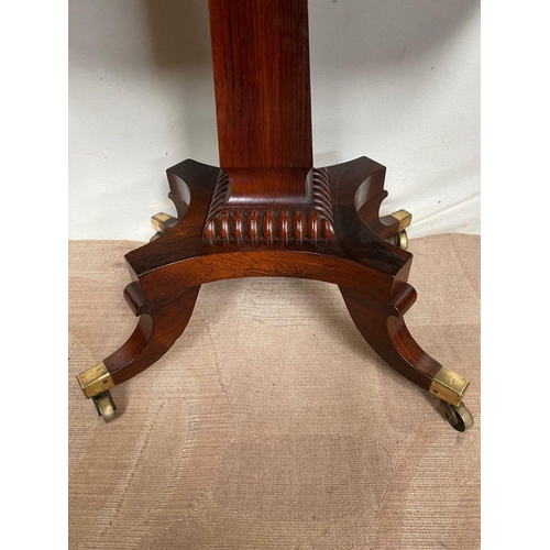 11 - A RECENCY ROSEWOOD CARD TABLE, opening to green baize lined interior, above beaded carving to frieze... 