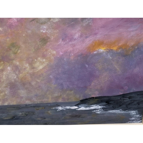 118 - DAVID GOOD (20th Century), “SUNSET SEASCAPE”, oil on board, Dimensions: 63cm x 78cm approx. frame