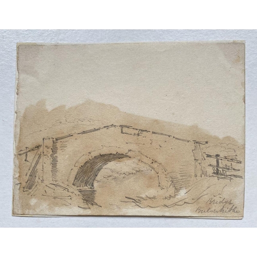 123 - SAMUEL GILLESPIE PROUT (British, 1822-1911), “BRIDGE BULVERHITHE”, graphite drawing with sepia wash,... 