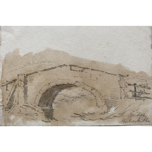 123 - SAMUEL GILLESPIE PROUT (British, 1822-1911), “BRIDGE BULVERHITHE”, graphite drawing with sepia wash,... 