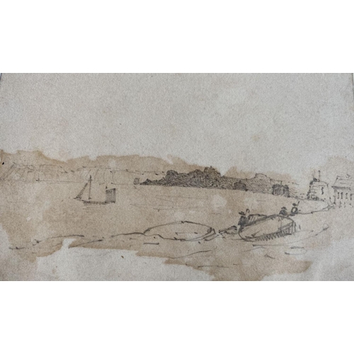 124 - SAMUEL GILLESPIE PROUT (British, 1822-1911), “BULVERHITHE BEACH”, one of two graphite drawings with ... 