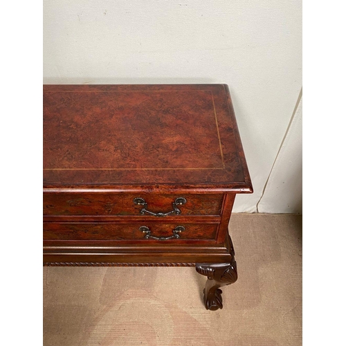 130 - A UNIQUE PAIR OF CHINOISERIE CHIPPENDALE SIDE TABLES, with two drawers finely decorated with panels ... 