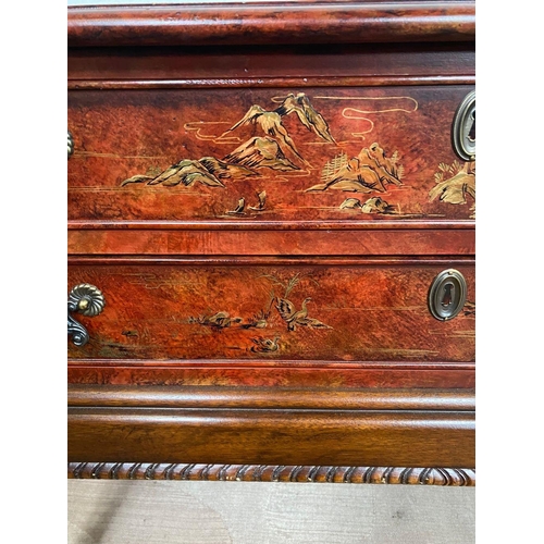 130 - A UNIQUE PAIR OF CHINOISERIE CHIPPENDALE SIDE TABLES, with two drawers finely decorated with panels ... 