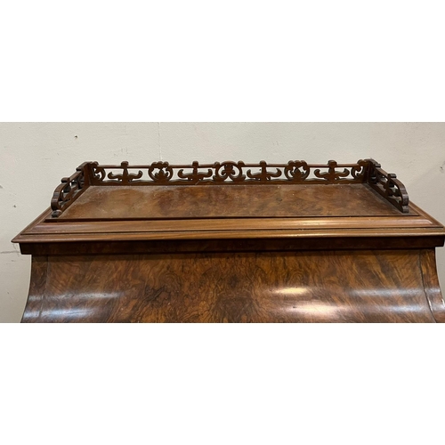 14 - A GOOD QUALITY 19TH CENTURY BURR WALNUT DAVENPORT WRITING DESK, with galleried top above shaped fron... 