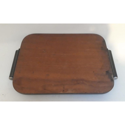 148 - A SUPHERB ART DECO ROSEWOOD SERVING TRAY, with two lift top compartments. Dimensions: 56cm x 36cm ap... 