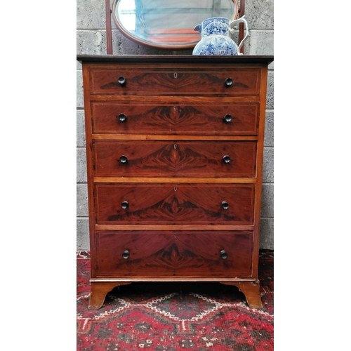 177 - A VERY GOOD QUALITY EARLY 20TH CENTURY / LATE 19TH CENTURY MAHOGANY INLAID MIRROR TOPPED CHEST OF DR... 