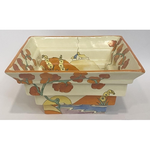 18 - A RARE CLARICE CLIFF (British, 1899-1972), CENTREPIECE BOWL, in the Yellow Bridgewater design, shape... 