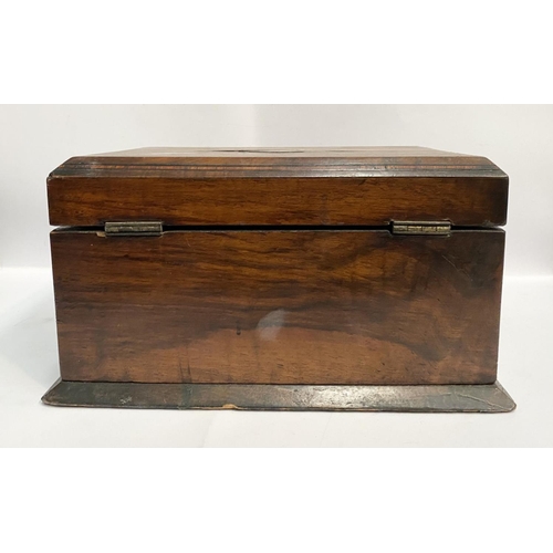 180 - A 19TH CENTURY BURR WALNUT MOTHER OF PEARL INLAID TEA CADDY, with unusual diamond form central inlay... 