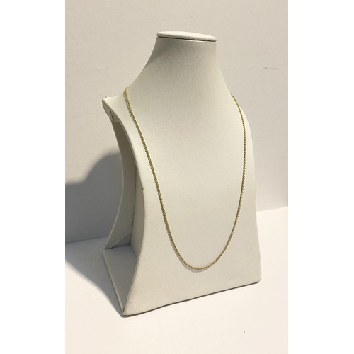 20 - A DELICATE 18CT YELLOW GOLD CHAIN NECKLACE, Marked to clasp, 42cm long approx.