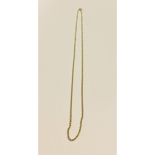 20 - A DELICATE 18CT YELLOW GOLD CHAIN NECKLACE, Marked to clasp, 42cm long approx.