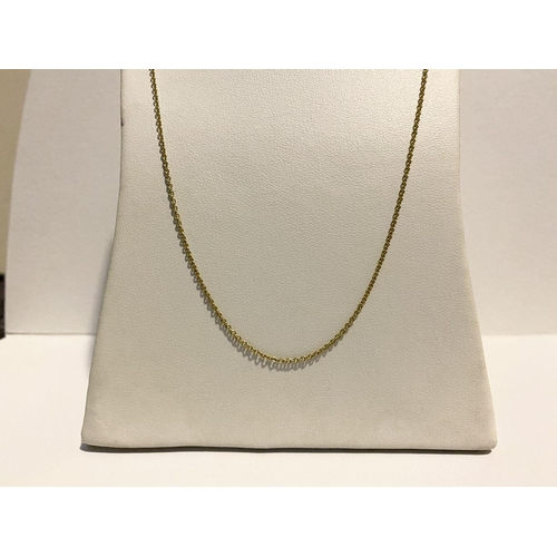 20 - A DELICATE 18CT YELLOW GOLD CHAIN NECKLACE, Marked to clasp, 42cm long approx.