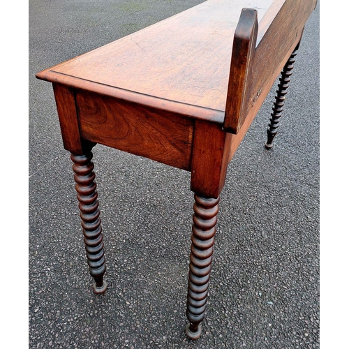 233 - AN ANTIQUE IRISH/DUBLIN MAKER MAHOGANY SIDE/HALL TABLE, with gallery to back, shell motif to shaped ... 