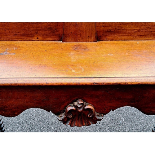 233 - AN ANTIQUE IRISH/DUBLIN MAKER MAHOGANY SIDE/HALL TABLE, with gallery to back, shell motif to shaped ... 