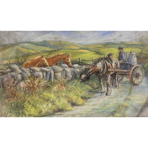 40 - PATRICIA GOOD (Irish, 20th Century), ‘COUNTRYSIDE SCENE’, mixed media on paper, depicting horse and ... 