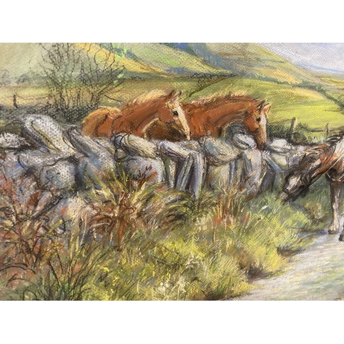 40 - PATRICIA GOOD (Irish, 20th Century), ‘COUNTRYSIDE SCENE’, mixed media on paper, depicting horse and ... 