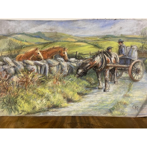 40 - PATRICIA GOOD (Irish, 20th Century), ‘COUNTRYSIDE SCENE’, mixed media on paper, depicting horse and ... 